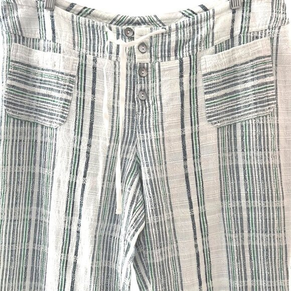 NWT Sundance Gigi Pants Green Plaid Size L Lagenlook Wide Leg Relaxed Textured - Picture 3 of 10